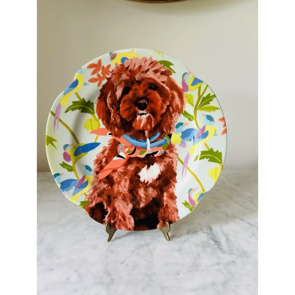 Anthropologie Jay McClellan Studio Plate Snacks In A Scarf Dog Goldendoodle